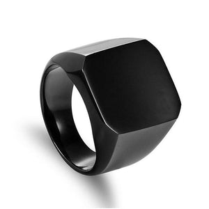 Wide-Band Square-Head Titanium Fashion Ring