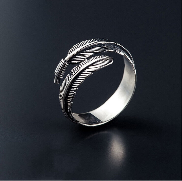 Sterling Silver Feather Open Ring