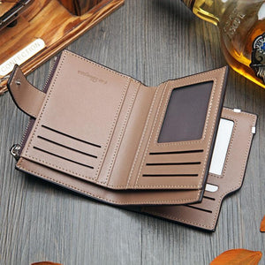 High-Capacity Genuine Leather Flip-Book Wallet