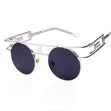 Load image into Gallery viewer, Rectangular Geometric Metal Frame Round Sunglasses
